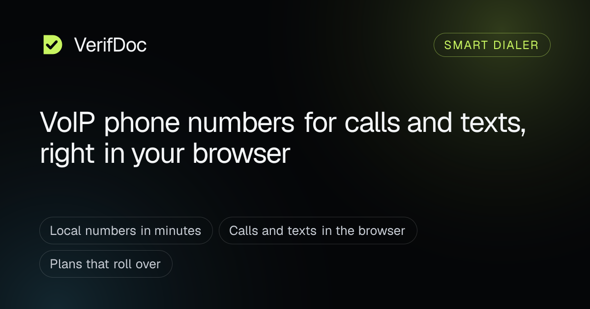 VoIP Phone Numbers for Calls and SMS in Your Browser · VerifDoc